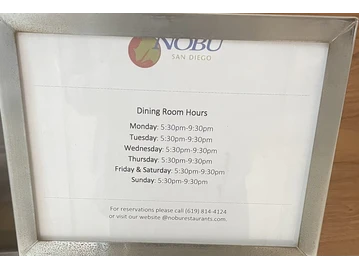 Nobu San Diego menu photo