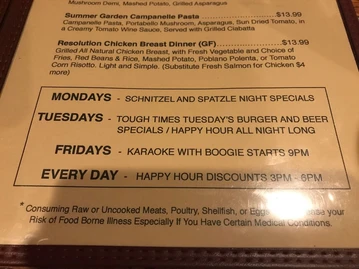 North Side Tavern Restaurant menu photo
