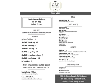 Oak Steakhouse menu photo