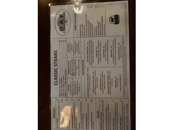 Oak Steakhouse menu photo