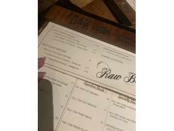 Oak Steakhouse menu photo