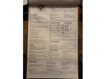 Oak Steakhouse menu photo