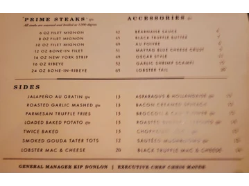 Ocean Prime Detroit menu photo