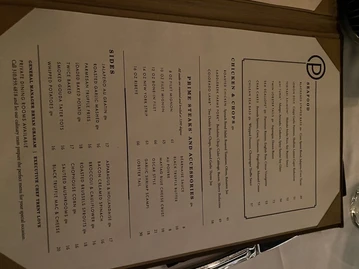 Ocean Prime menu photo
