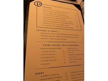 Ocean Prime menu photo