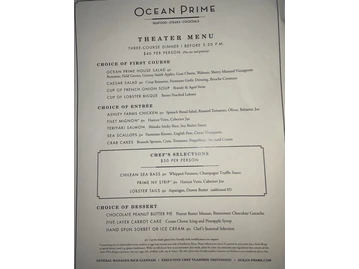 Ocean Prime menu photo