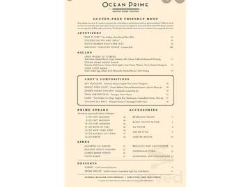 Ocean Prime menu photo