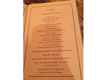 Ocean Prime menu photo