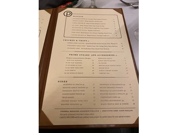 Ocean Prime menu photo