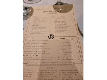 Ocean Prime menu photo