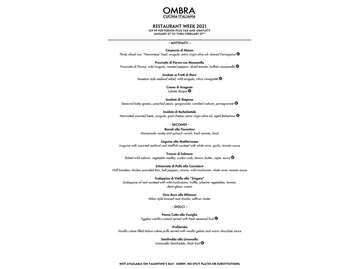 Ombra Cucina Italiana menu photo