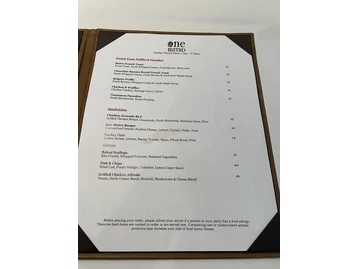 One Bistro menu photo