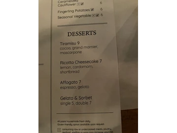 Onesto menu photo