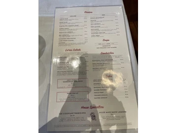 Original Joe's menu photo