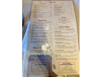 Original Joe’s Westlake menu photo