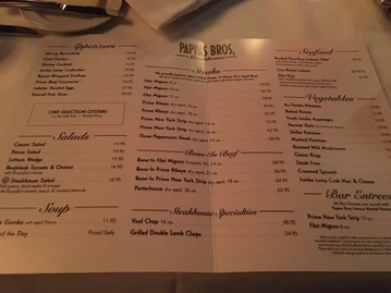 Pappas Bros. Steakhouse menu photo