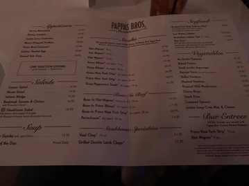Pappas Bros. Steakhouse menu photo