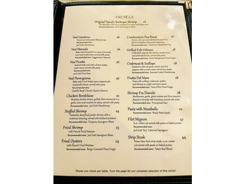Pascal's Manale menu photo