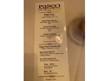 Paseo Grill menu photo