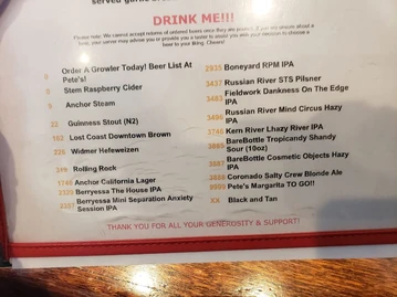 Pete's Brass Rail & Car Wash menu photo