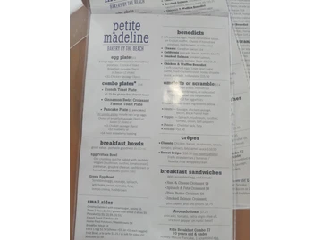 Petite Madeline Bakery menu photo