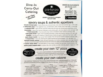 pie-tanza menu photo