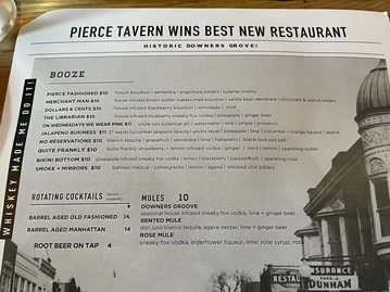 Pierce Tavern menu photo