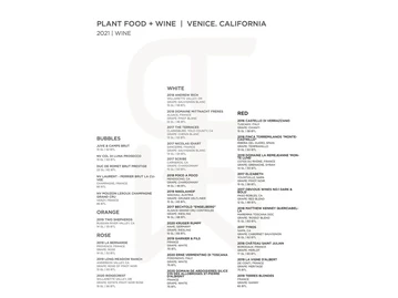 Plant Food + Wine menu photo