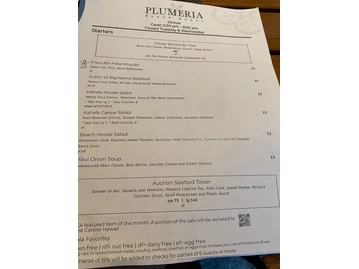 Plumeria Beach House menu photo