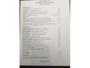 Portico Restaurant menu photo