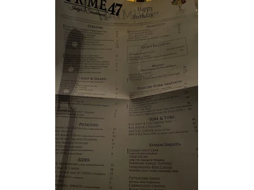 Prime 47- Indy's Steakhouse menu photo