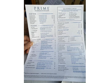 Prime menu photo