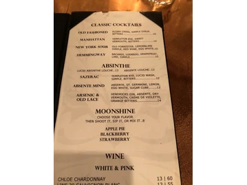 Prohibition menu photo