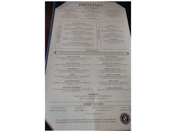 Proximo menu photo