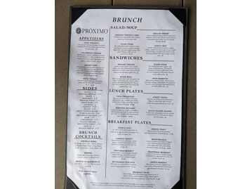 Proximo menu photo