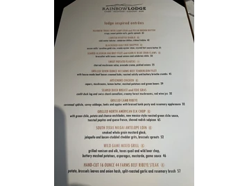 Rainbow Lodge menu photo
