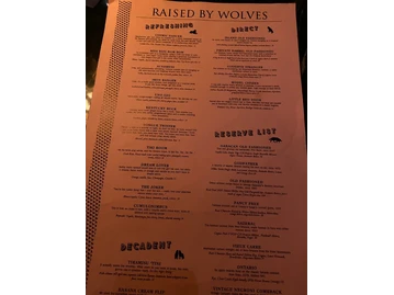 Raised by Wolves menu photo