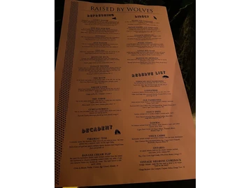 Raised by Wolves menu photo