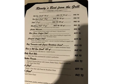Randy's Steakhouse menu photo