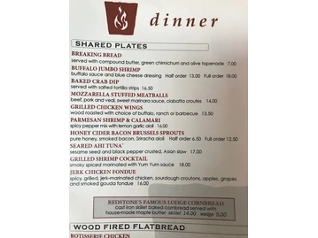 Redstone American Grill menu photo