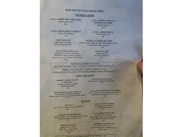Republic of Texas Bar & Grill menu photo