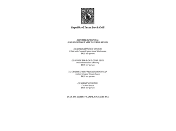 Republic of Texas Bar & Grill menu photo