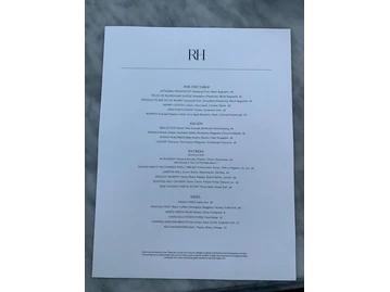 RH Rooftop Restaurant Columbus menu photo