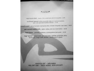 Rioja menu photo