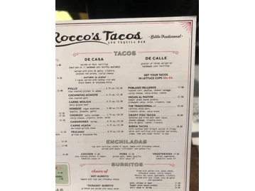 Rocco's Tacos & Tequila Bar menu photo