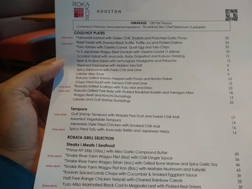 Roka Akor - Houston menu photo