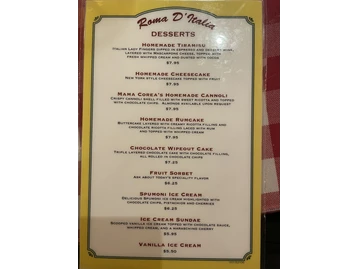 Roma D' Italia menu photo