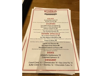 Rosebud Steakhouse menu photo