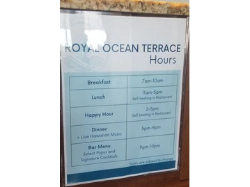 Royal Ocean Terrace Restaurant menu photo