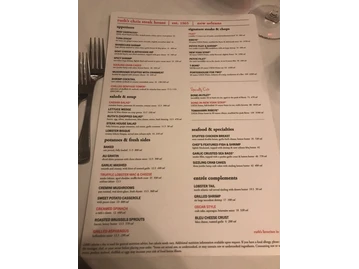 Ruth's Chris Steak House menu photo
